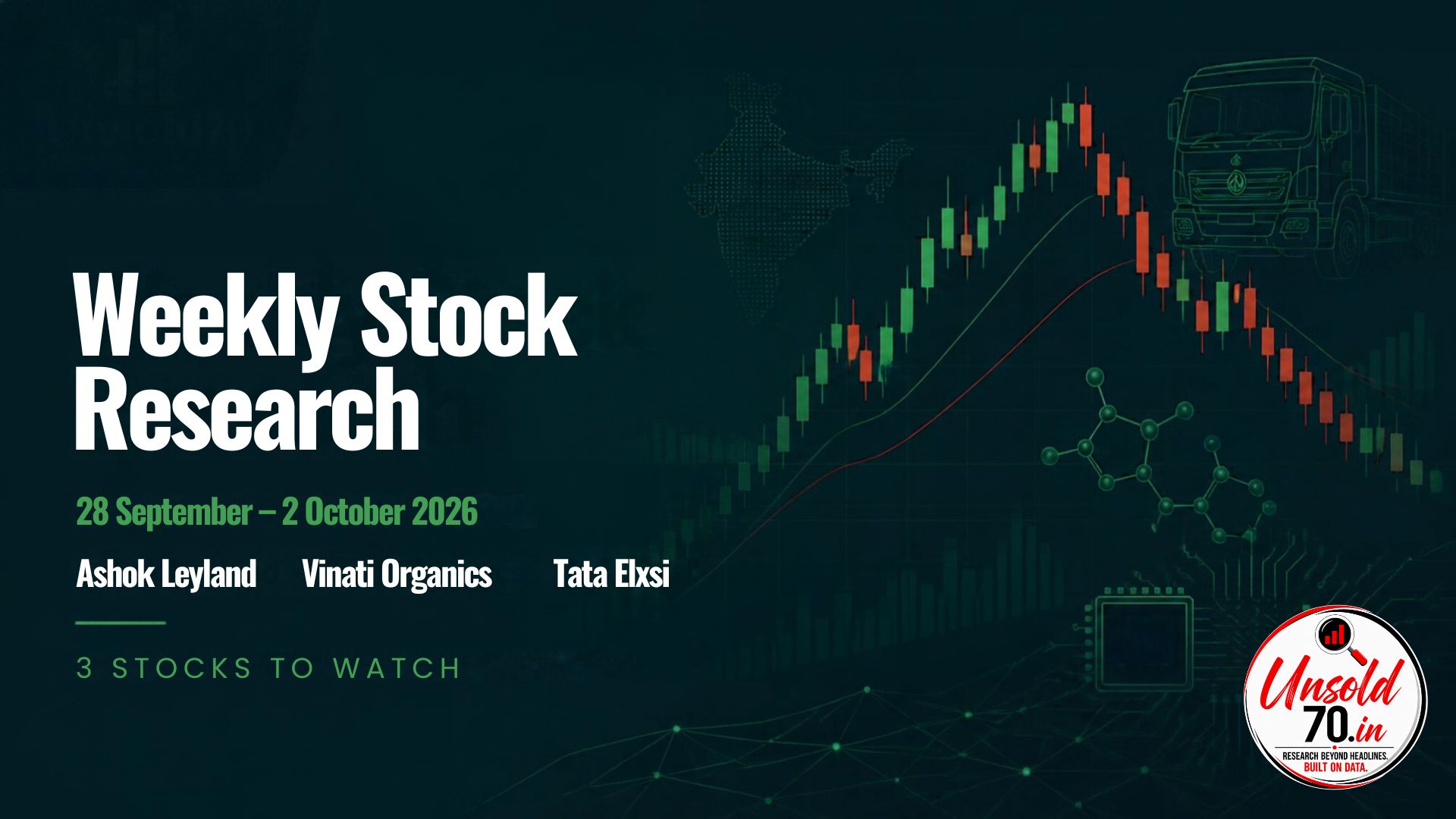 Weekly stock research results featuring Ashok Leyland, Vinati Organics and Tata Elxsi