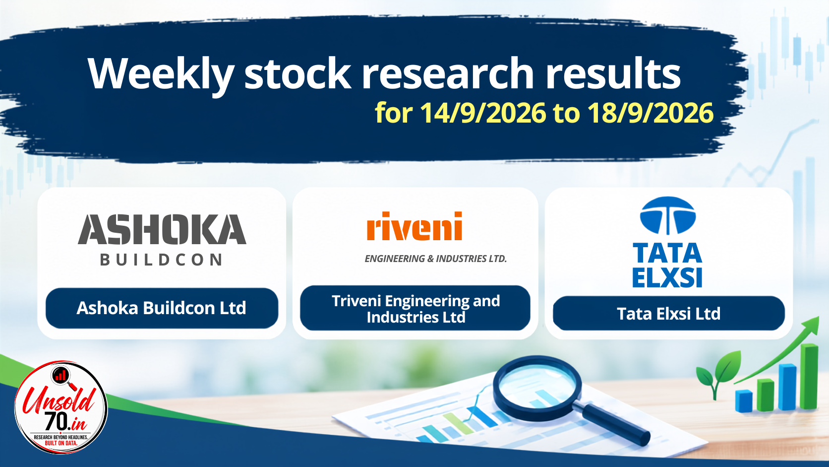 Weekly stock research results for Ashoka Buildcon, Triveni Engineering and Tata Elxsi
